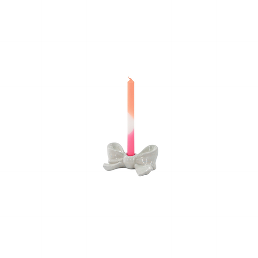 Kerzenhalter - Schleife - Keramik - Weiß - 18x9x7 cm