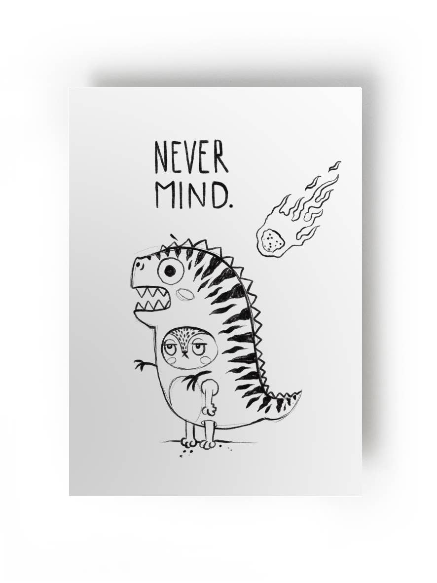 Postkarte mit Katze im Dino-Kostüm // Never Mind // Sehr sehr nice