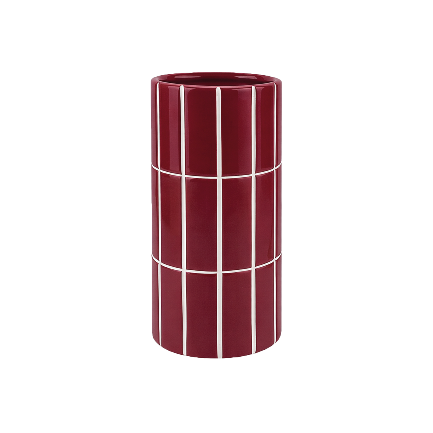 Vase mit Fliesendekor, bordeaux, Ø10,5 cm, H 23 cm