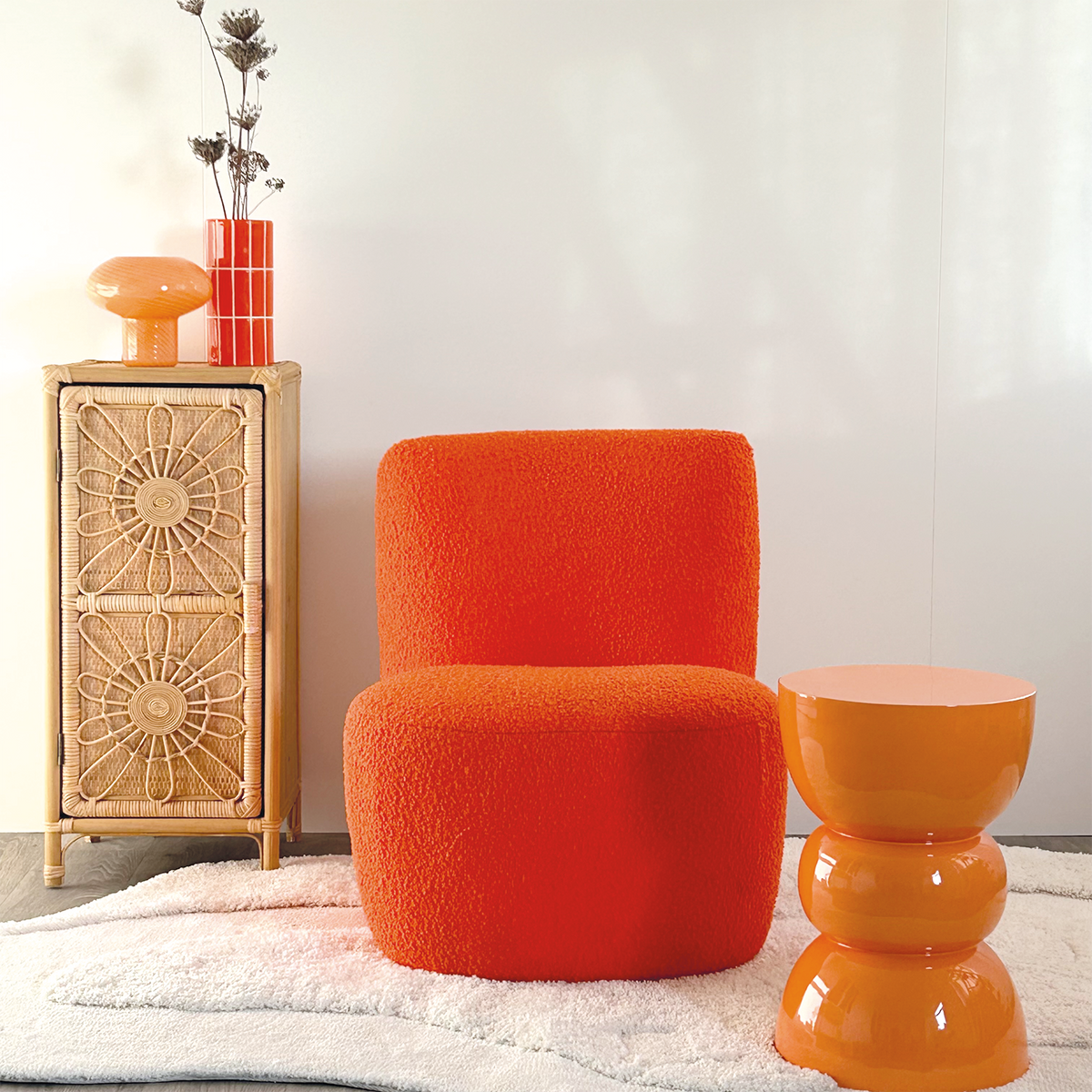 Vase mit Kachelmuster orange Ø10,5 cm H23 cm
