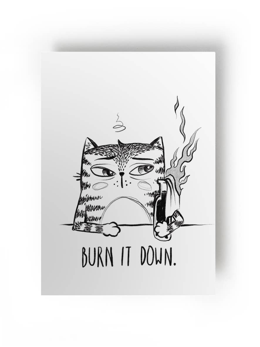 Postkarte Burn it Down // Sehr sehr nice