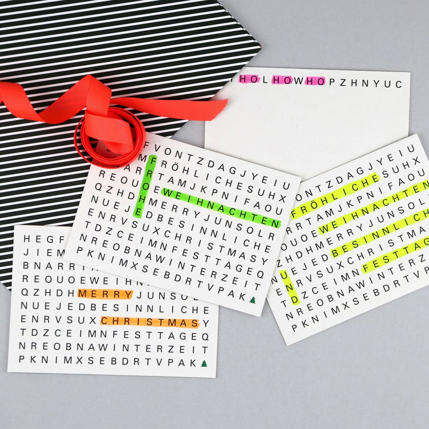 Postkarte Holzschliff Weihnachtskarte Ted Rätsel