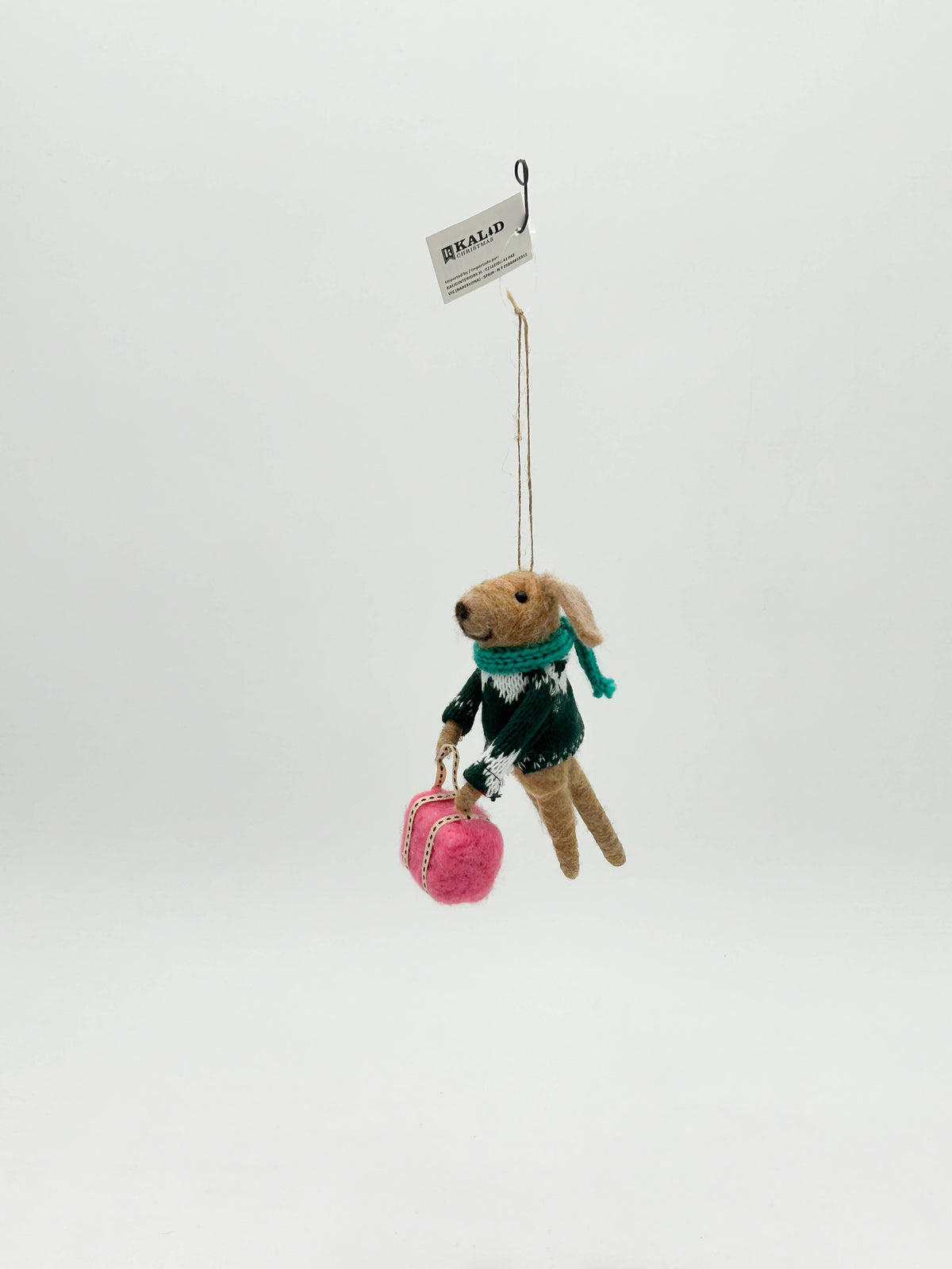 Filz-Hundfigur mit Tasche - Weihnachtsbaumschmuck - FE445
