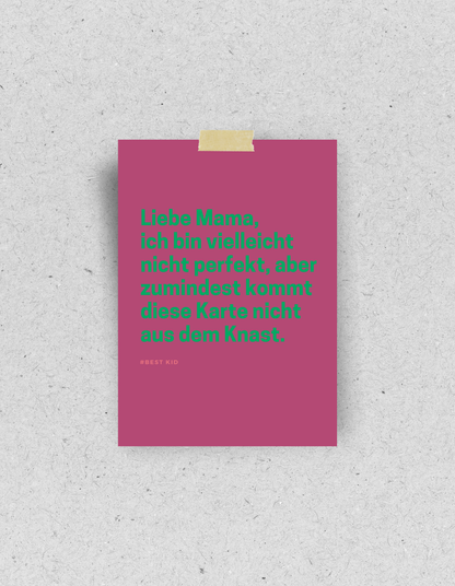 Lustige Postkarte für deine Mutter "Ich bin nicht perfekt"