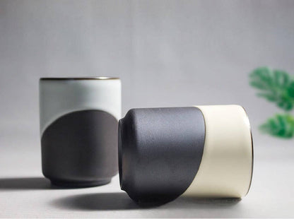 Gohobi Keramik Japanischer Stil Schwarz & Weiß Teetasse Yunomi