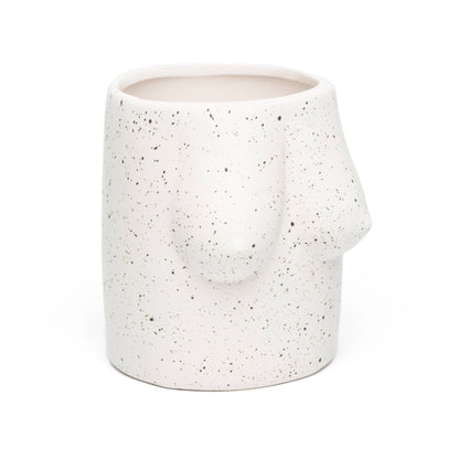 Blumenvasen-Behälter mit Brüstendesign, weiß – handbemalt von Helio Ferretti