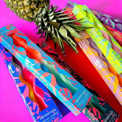 Dip Dye Curly Stabkerzen Set * Miami Edition Gelb