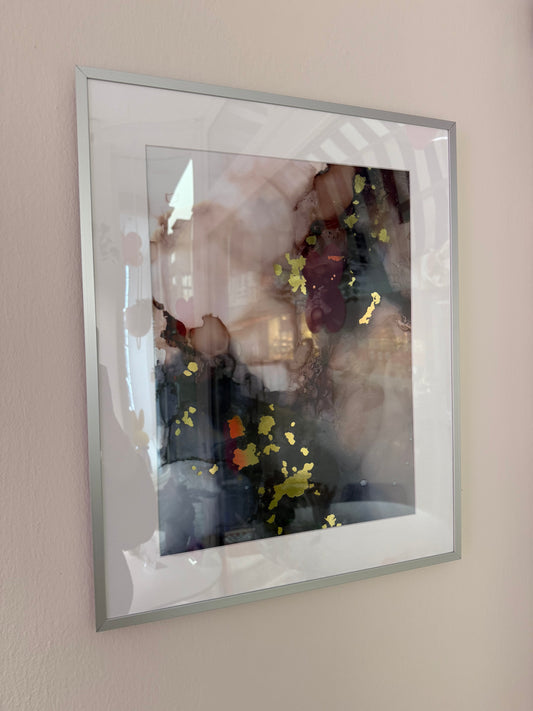 blumenkindjen Gold Poster Alcohol Ink