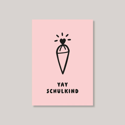 Postkarte "Schultüte rosa"