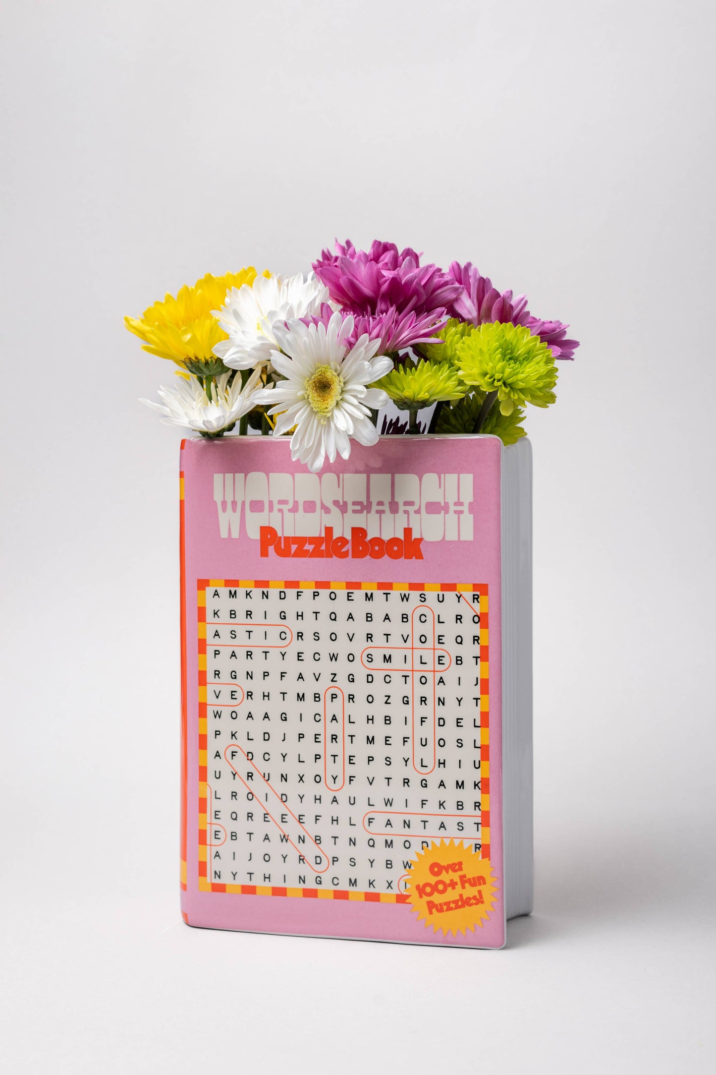 Buchvase mit Suchworträtsel-Design