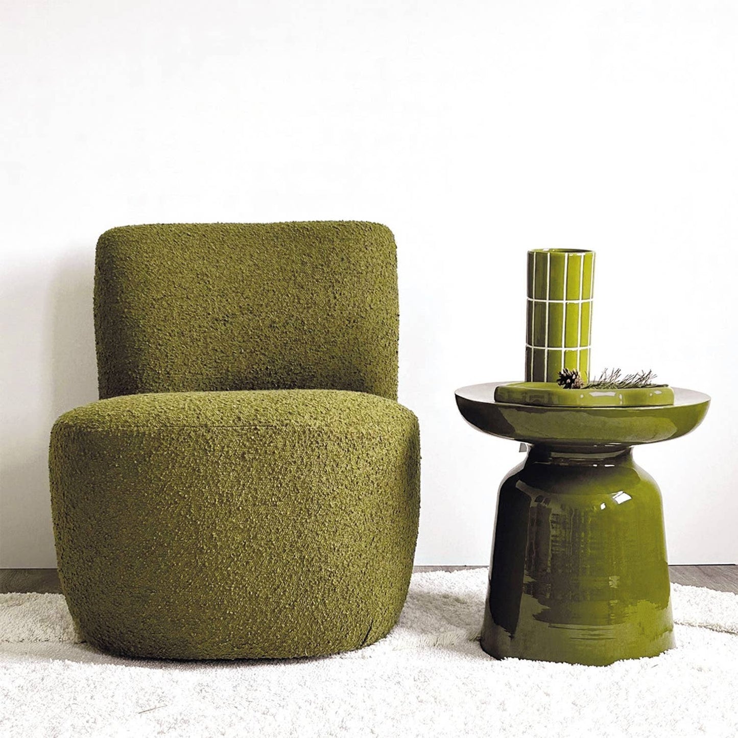 Vase mit Fliesenmuster, khaki, Ø 10,5 cm, H 23 cm