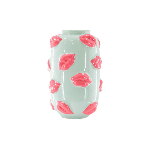 Vase - Küsse - Keramik - Minze/Rosa - 17x17x27cm
