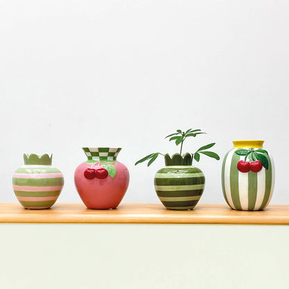 Rosa gewellter Vase D11,5 H12,5cm