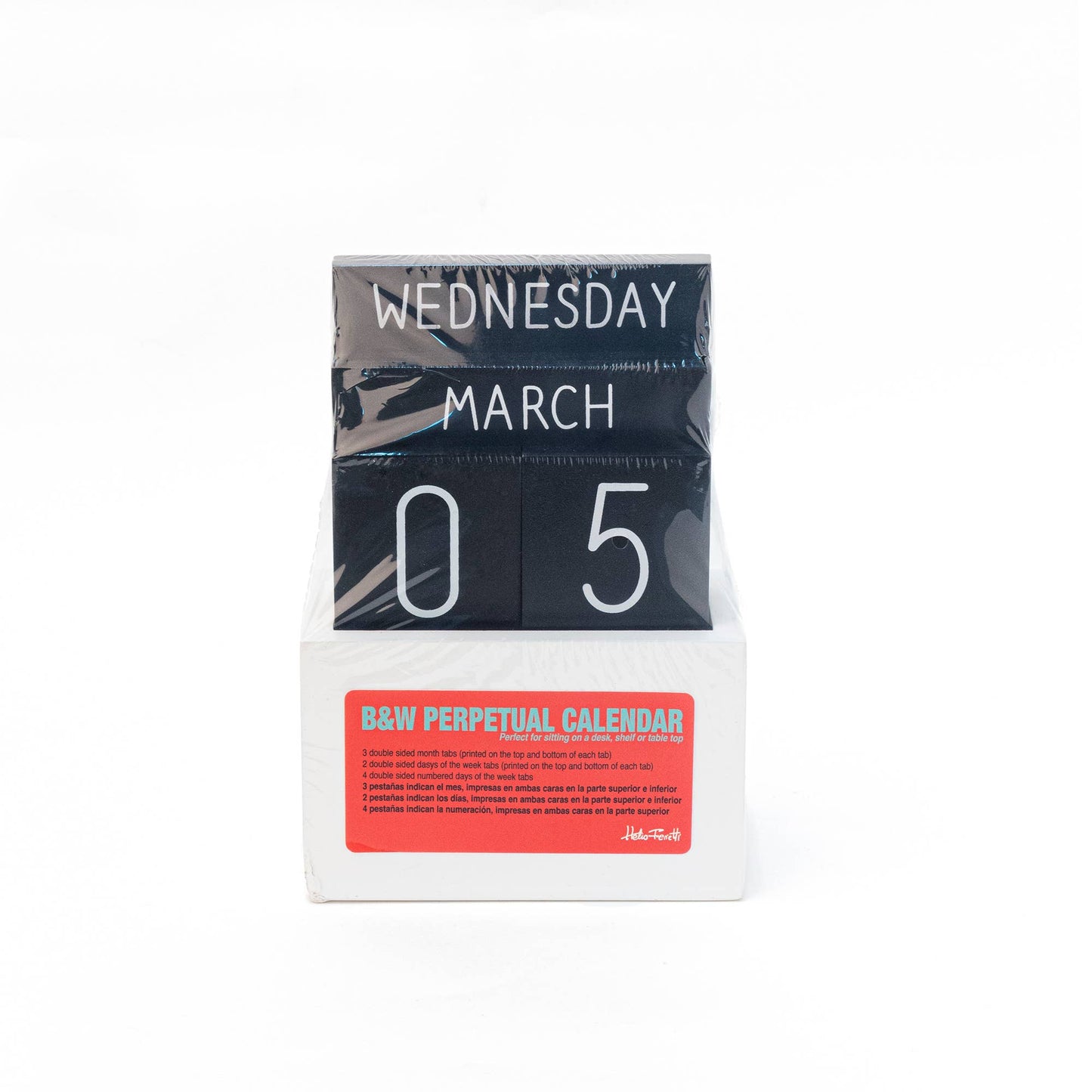 Schwarzer ewiger Holzkalender HF