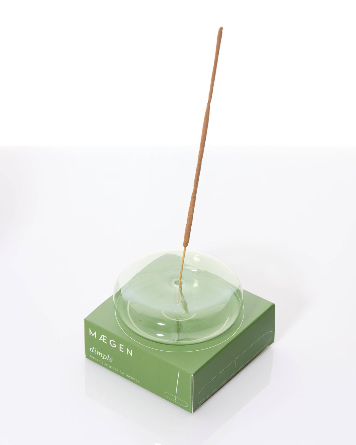 Dimple – handgefertigter Glas-Räucherstäbchenhalter, grün