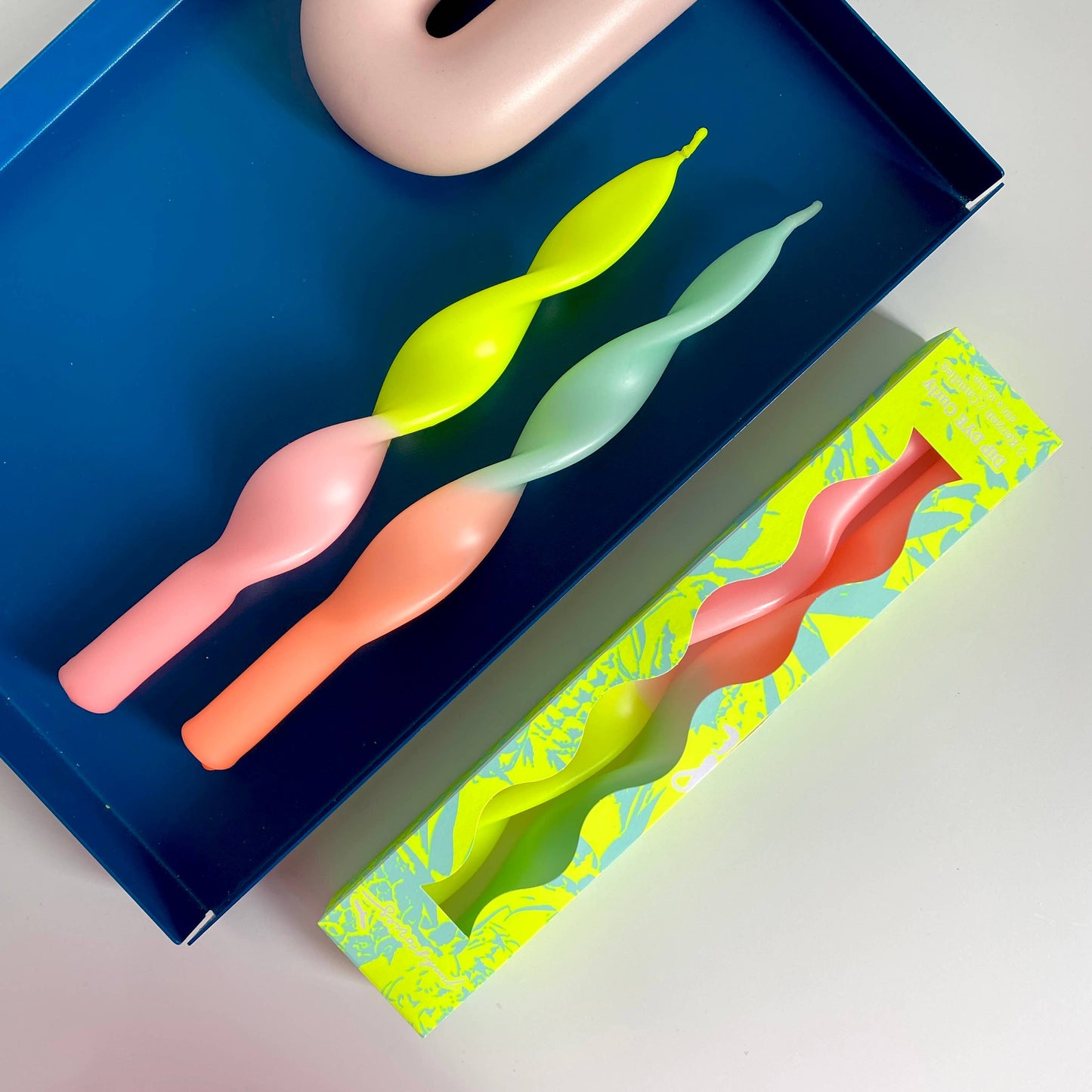 Dip Dye Curly Stabkerzen Set * Miami Edition Gelb