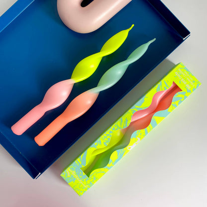 Dip Dye Curly Stabkerzen Set * Miami Edition Gelb