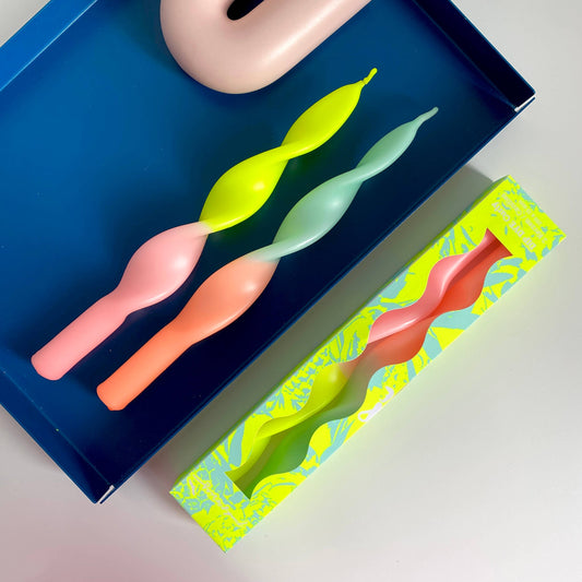 Dip Dye Curly Stabkerzen Set * Miami Edition Gelb