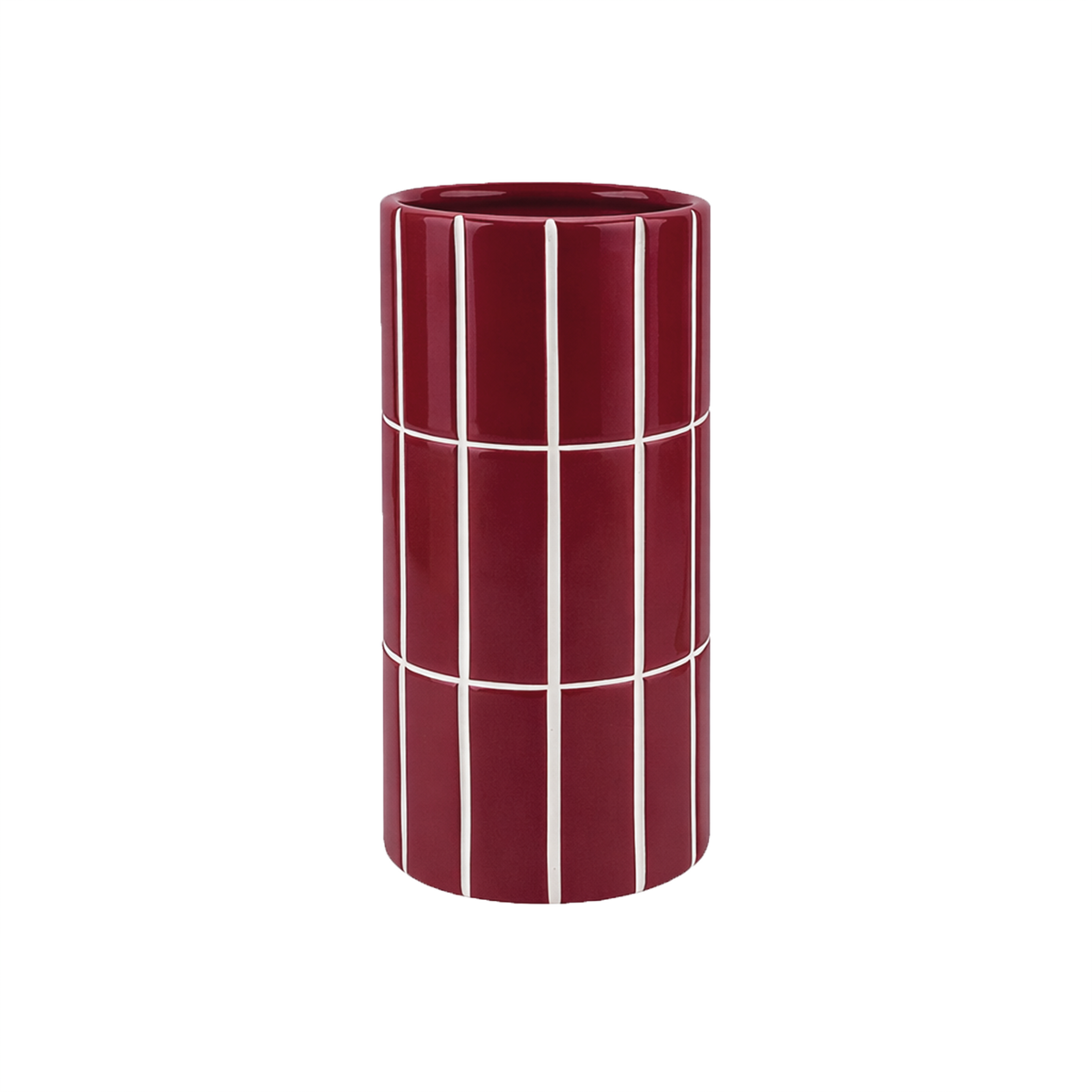 Vase mit Fliesendekor, bordeaux, Ø10,5 cm, H 23 cm