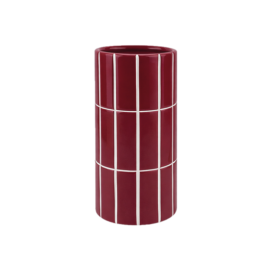 Vase mit Fliesendekor, bordeaux, Ø10,5 cm, H 23 cm