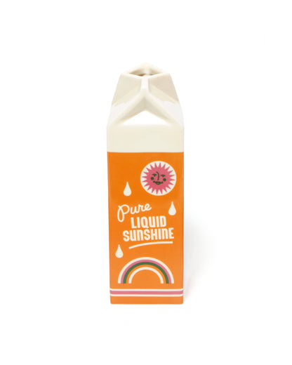 Rise and Shine Vase in Form eines Orangensaftkartons