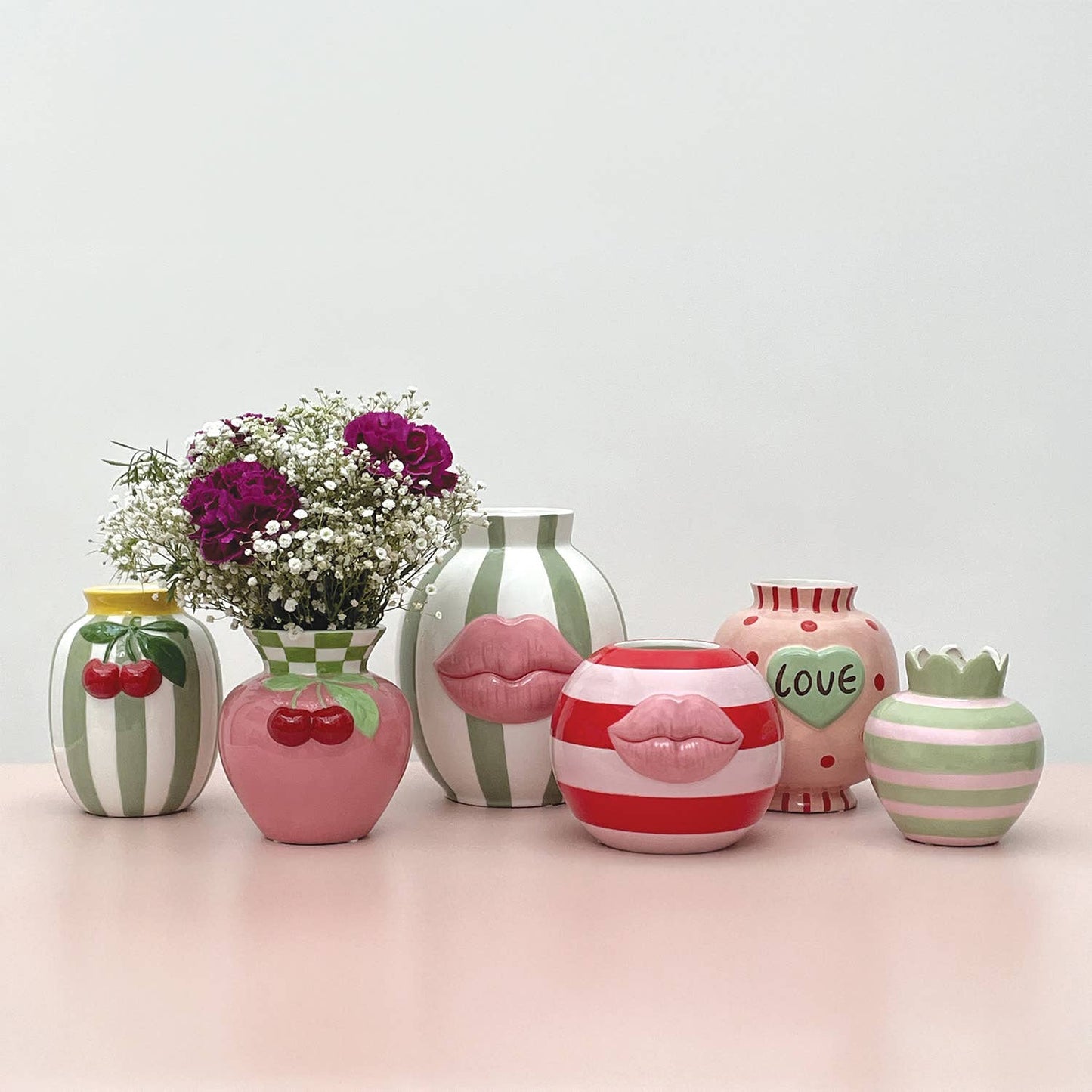 Rosa gewellter Vase D11,5 H12,5cm