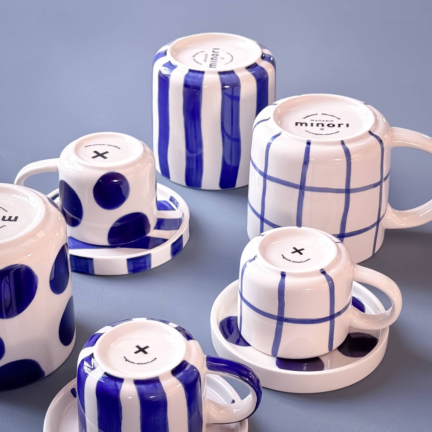 Espresso Grid - mare blue (2er Set - 4 Teile)