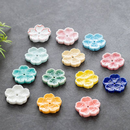 Gohobi Handgefertigte Keramik-Blumenornament Räucherstäbchenhalter