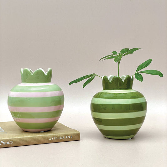 Rosa gewellter Vase D11,5 H12,5cm