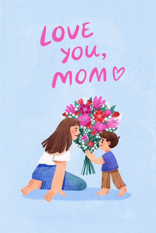 Mini-Grußkarte 6 x 9 cm „Love you, mom“