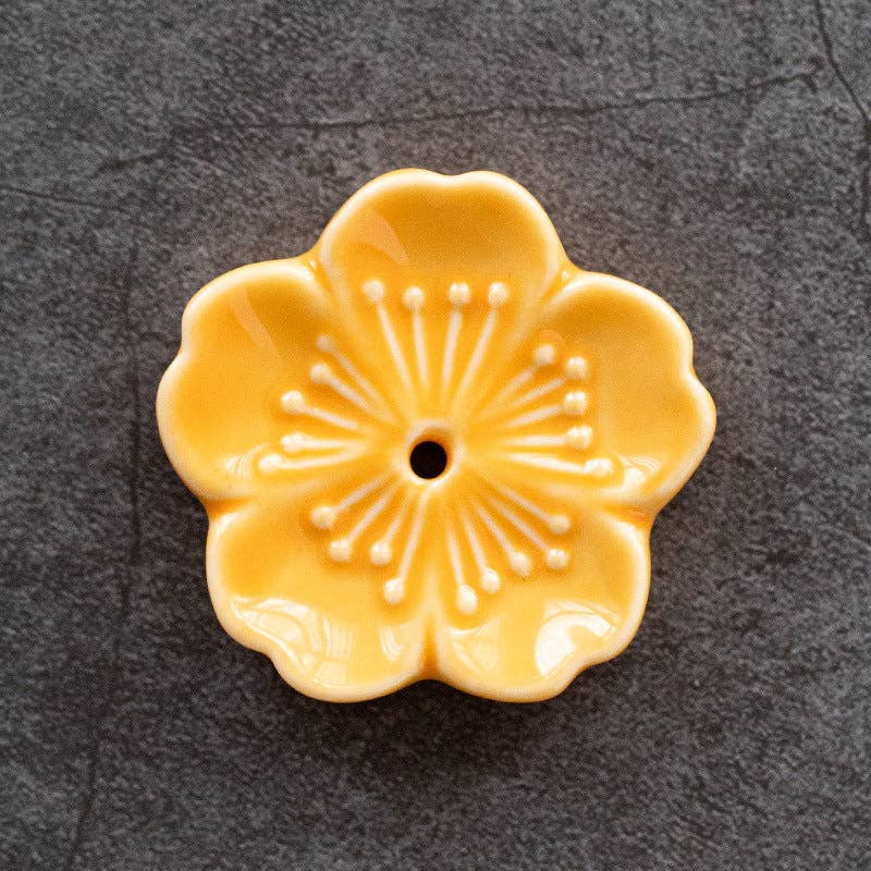 Gohobi Handgefertigte Keramik-Blumenornament Räucherstäbchenhalter