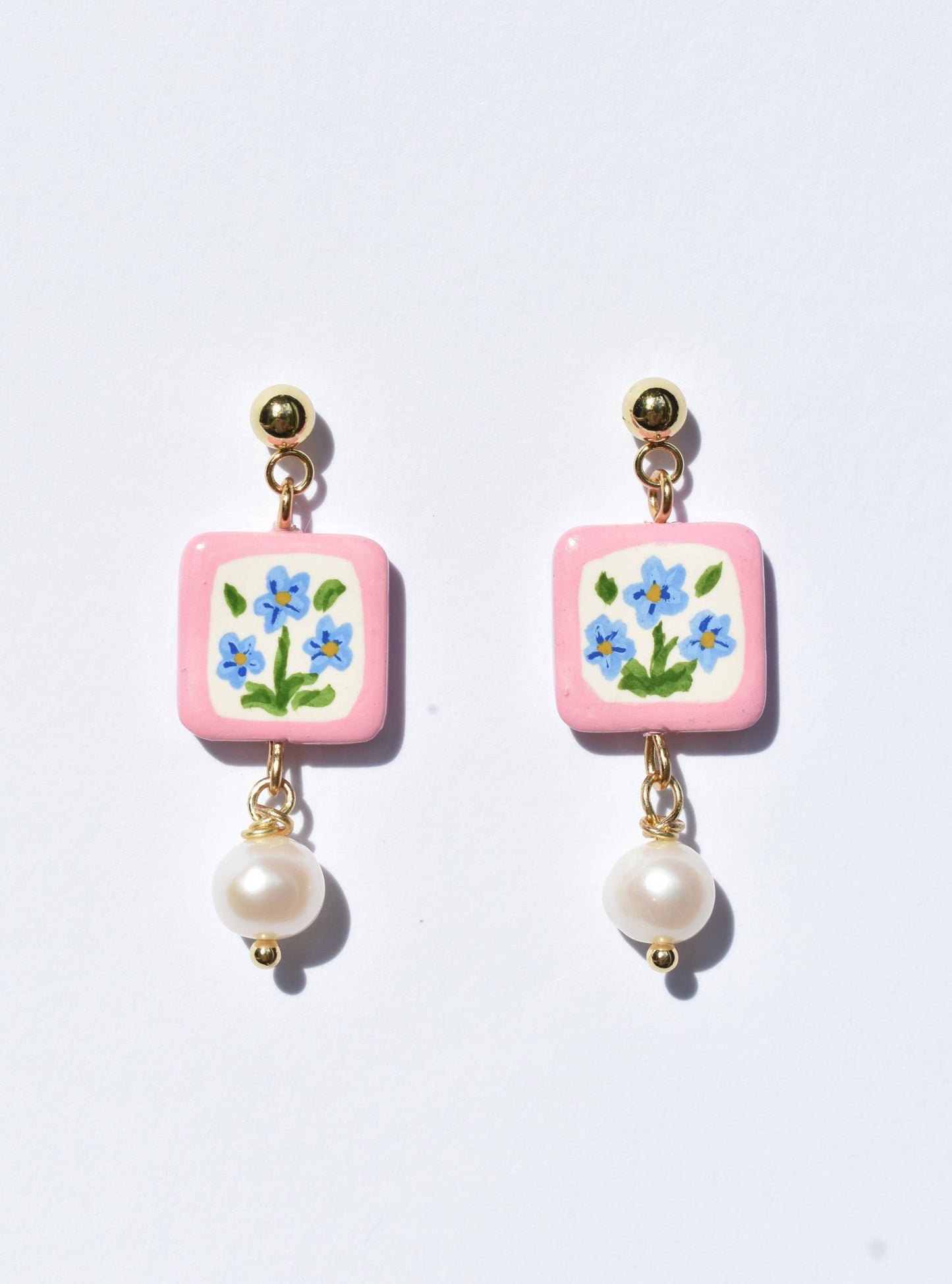 Quadratische Vergissmeinnicht‑Blumen‑Ohrringe
