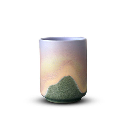 Gohobi Keramik Teetasse im japanischen Stil Grün Pink Yunomi