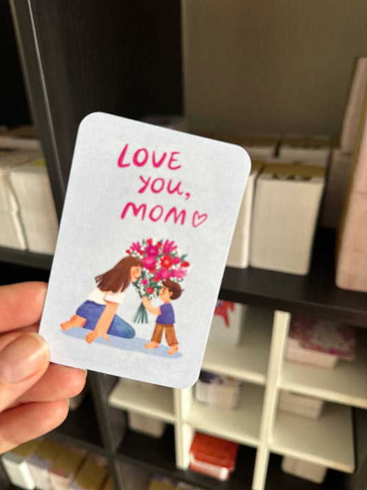 Mini-Grußkarte 6 x 9 cm „Love you, mom“