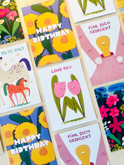 Dankeschön-Blumen Postkarte DIN A6