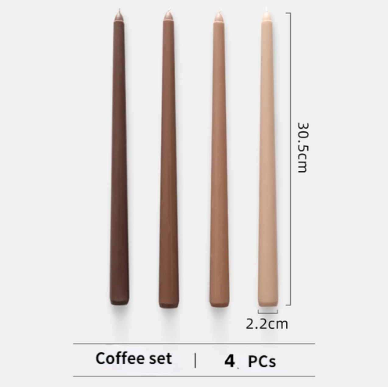 4-teiliges Set mit konischen Kerzen, parfümfrei