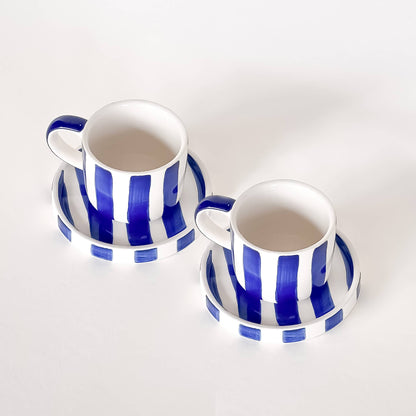 Espresso  Stripes - mare blue (2er Set - 4 Teile)
