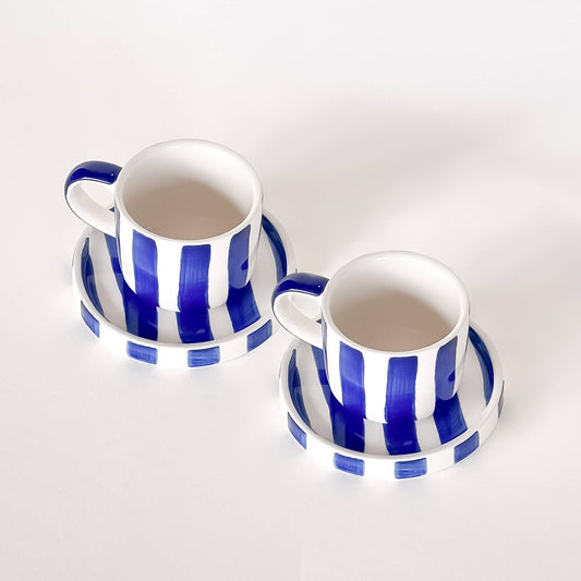 Espresso  Stripes - mare blue (2er Set - 4 Teile)