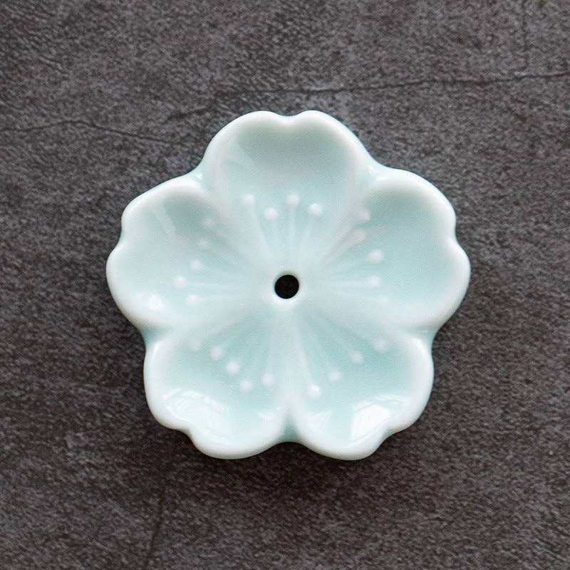 Gohobi Handgefertigte Keramik-Blumenornament Räucherstäbchenhalter