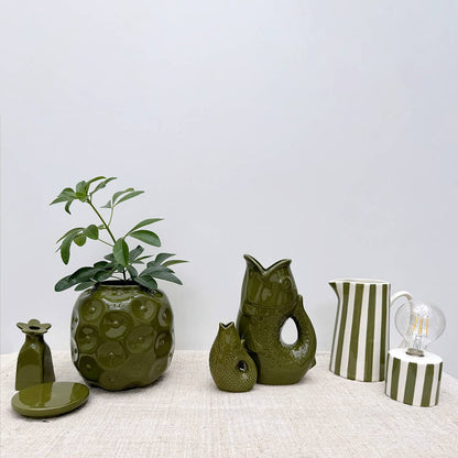 Krug Streifen gm khaki L17,8 T12,5 H21,3cm