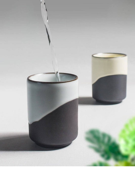 Gohobi Keramik Japanischer Stil Schwarz & Weiß Teetasse Yunomi
