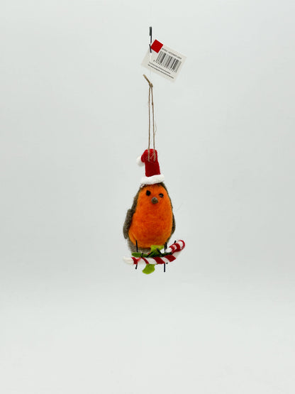 Filz-Weihnachts-Rotkehlchen-Ornamentfigur - FE452