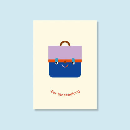 Postkarte "Zur Einschulung / Tornister"