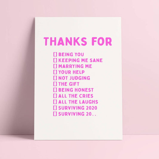 Postkarte „Thanks for being you, Marrying me“ von Studio Inktvis