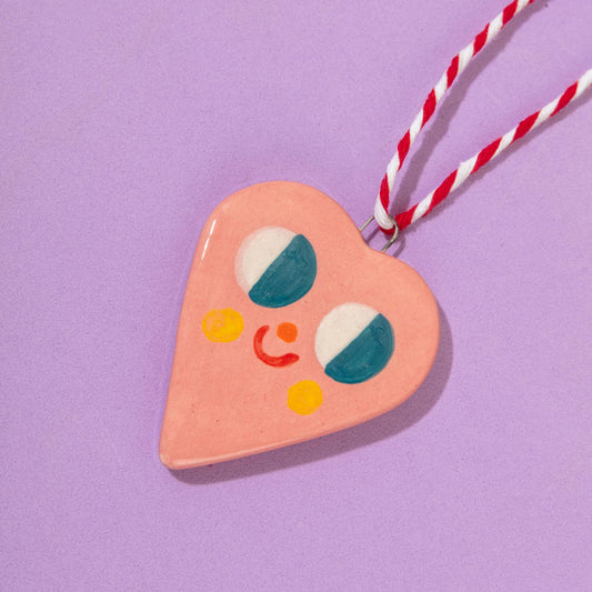 Rosa Herz / Keramikhängeschmuck