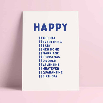 Happy you day Geburtstags-Postkarte „Whatever“ im Risograph-Druck