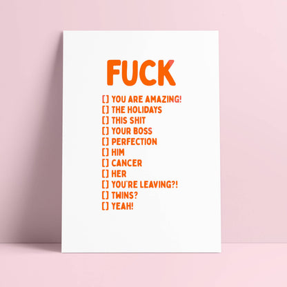 FUCK you are amazing, him, cancer, holidays Postkarte