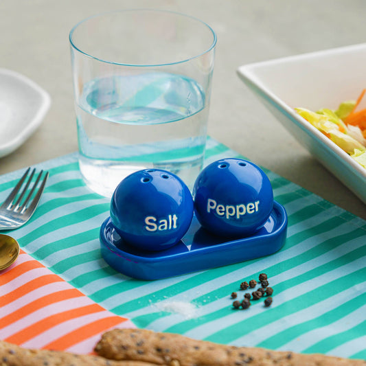 Blaues Ping Pong Salz- und Pfefferstreuer-Set HF