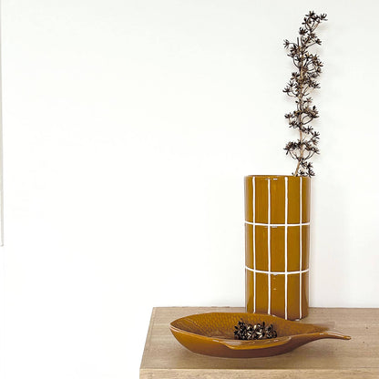 Ockerfarbene Fliesenvase D10,5 H23cm