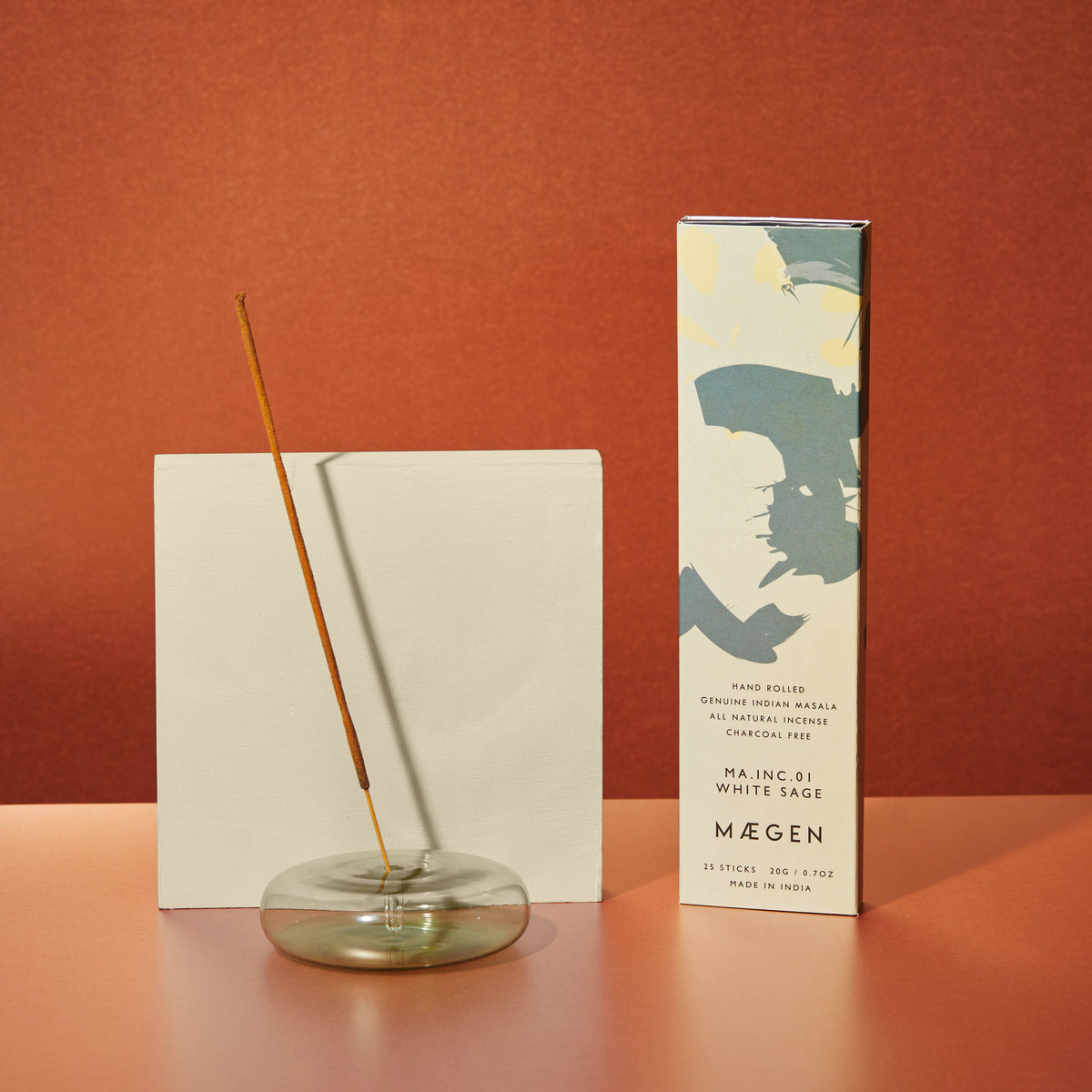 Dimple – handgefertigter Glas-Räucherstäbchenhalter, grün